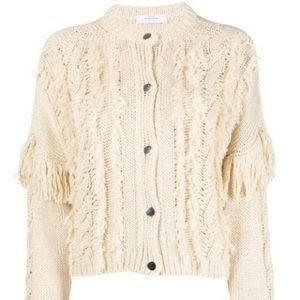 Roseanna cropped fringe cable-knit cardigan
